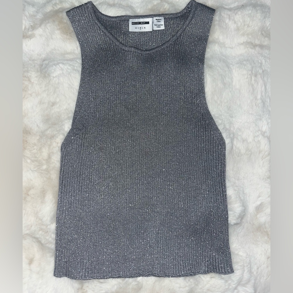 🪙Noisy May Silver Sparkle / Metallic Tank Top🪙